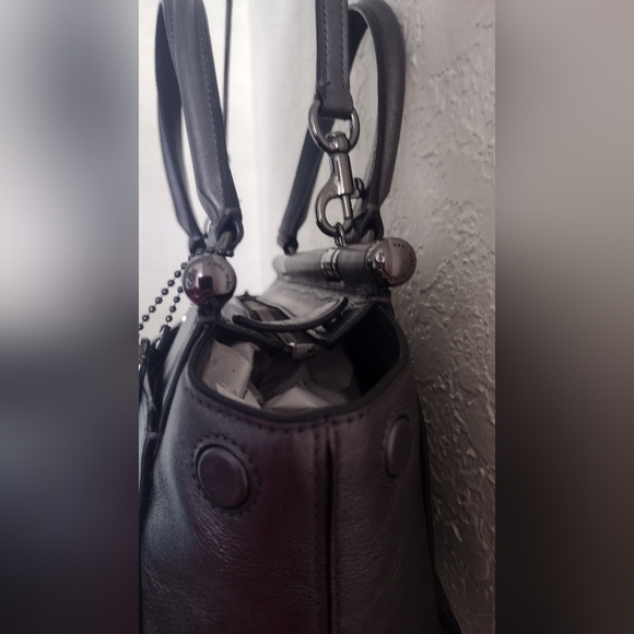 Coach Grace 20 Metallic Gray Leather Crossbody Handbag - Picture 9 of 16